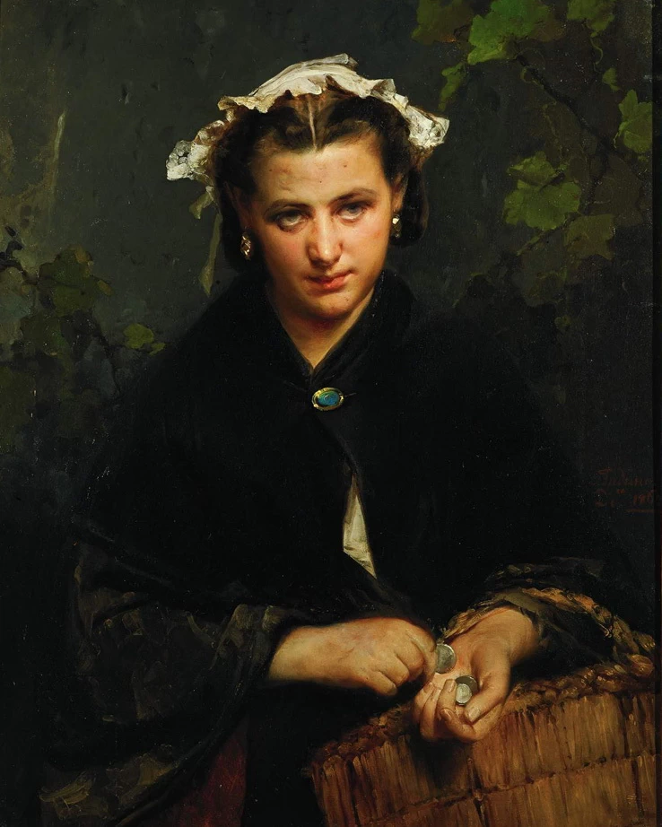 Una ragazza che fa il conto della spesa - Galleria d'arte moderna di Genova
